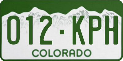 CO license plate 012KPH
