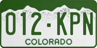 CO license plate 012KPN
