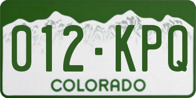 CO license plate 012KPQ