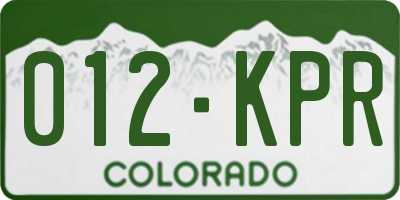 CO license plate 012KPR