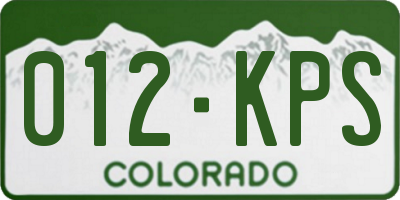 CO license plate 012KPS