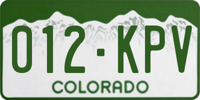 CO license plate 012KPV