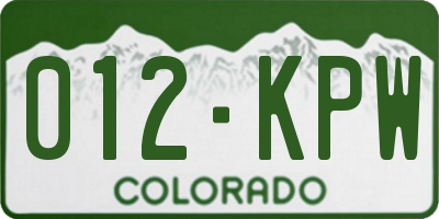 CO license plate 012KPW