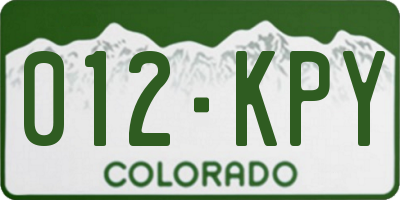 CO license plate 012KPY