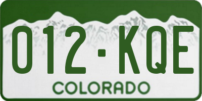 CO license plate 012KQE