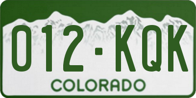 CO license plate 012KQK
