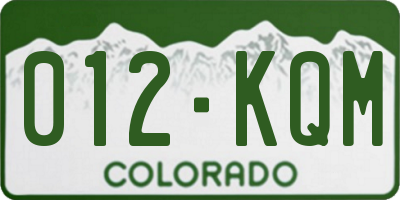 CO license plate 012KQM