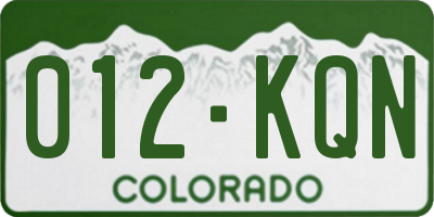CO license plate 012KQN
