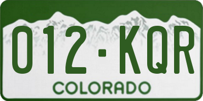CO license plate 012KQR