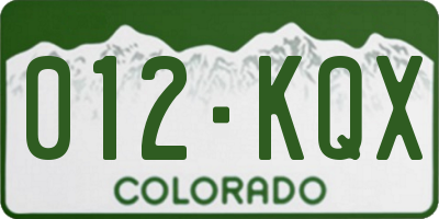 CO license plate 012KQX