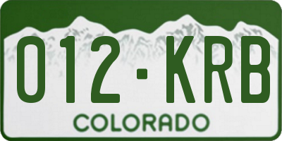 CO license plate 012KRB