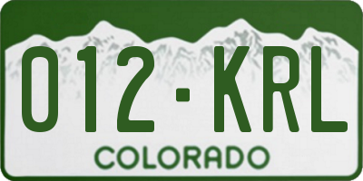 CO license plate 012KRL