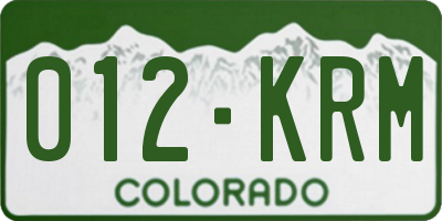 CO license plate 012KRM