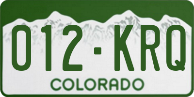 CO license plate 012KRQ