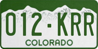 CO license plate 012KRR