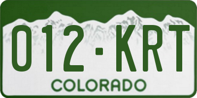 CO license plate 012KRT