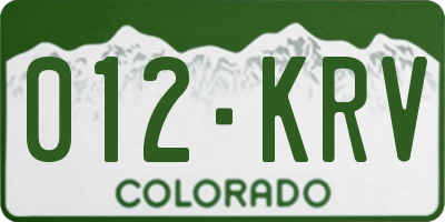 CO license plate 012KRV