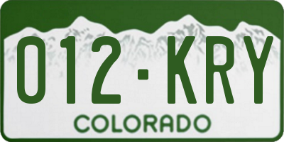 CO license plate 012KRY