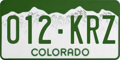 CO license plate 012KRZ