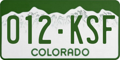 CO license plate 012KSF