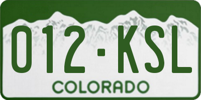 CO license plate 012KSL