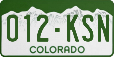 CO license plate 012KSN