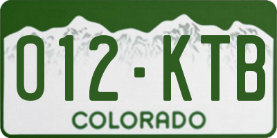 CO license plate 012KTB
