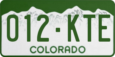 CO license plate 012KTE