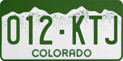 CO license plate 012KTJ