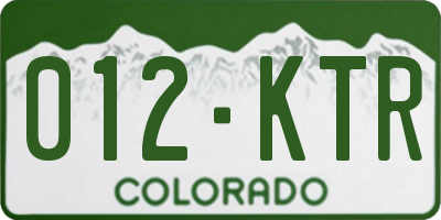 CO license plate 012KTR