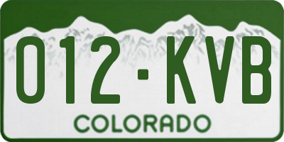 CO license plate 012KVB
