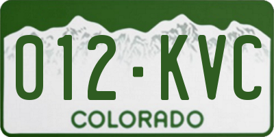 CO license plate 012KVC