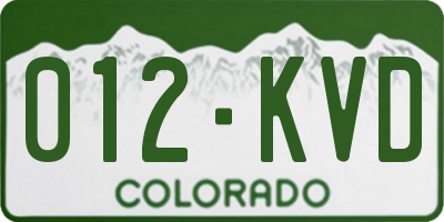 CO license plate 012KVD