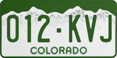 CO license plate 012KVJ