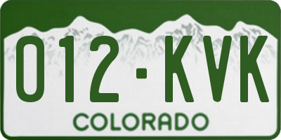 CO license plate 012KVK