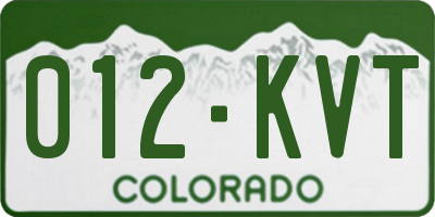 CO license plate 012KVT