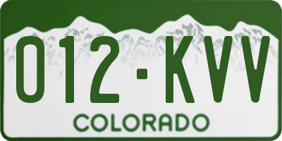 CO license plate 012KVV