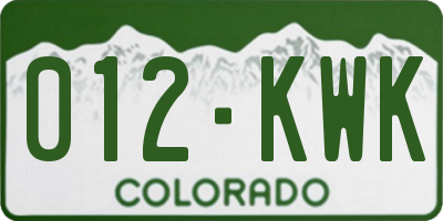 CO license plate 012KWK