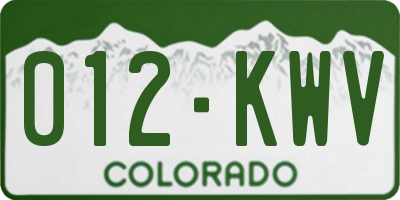 CO license plate 012KWV