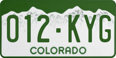 CO license plate 012KYG