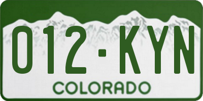 CO license plate 012KYN
