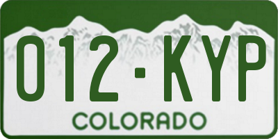 CO license plate 012KYP