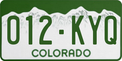 CO license plate 012KYQ