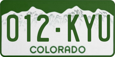 CO license plate 012KYU