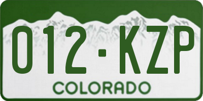 CO license plate 012KZP