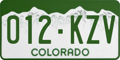 CO license plate 012KZV