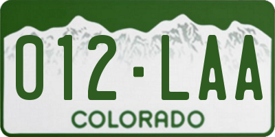 CO license plate 012LAA