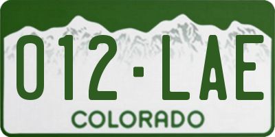 CO license plate 012LAE