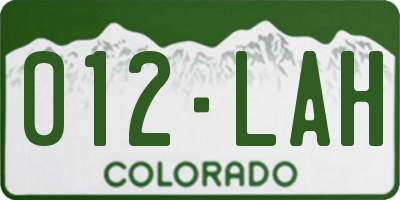 CO license plate 012LAH