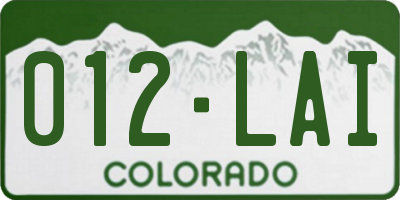 CO license plate 012LAI